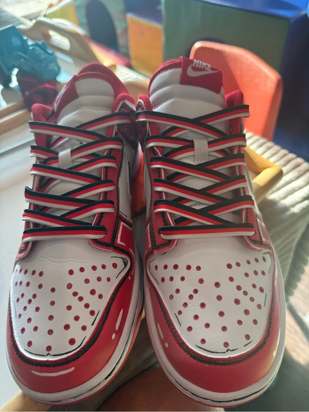Size 10 - Nike Dunk 2025 Low St. John's, Custom Hand Painted “ CARTOON TIME “